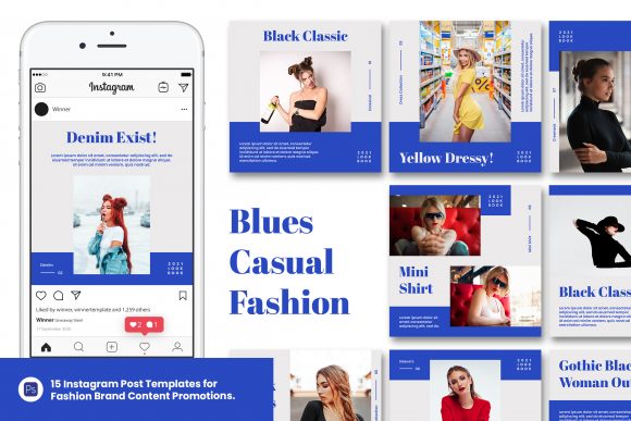 Download Blues Minimalist Fashion Instagram Post - Fashion instagram Collection