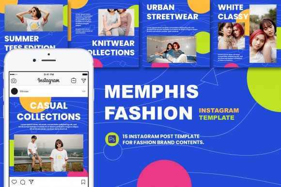 Download Memphis Fashion Instagram Post Template - Fashion instagram Collection