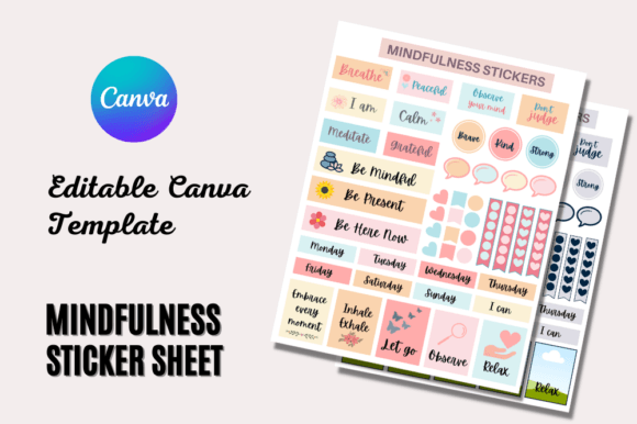 Download Mindfulness Sticker Sheet Canva Editable - Premium Resources